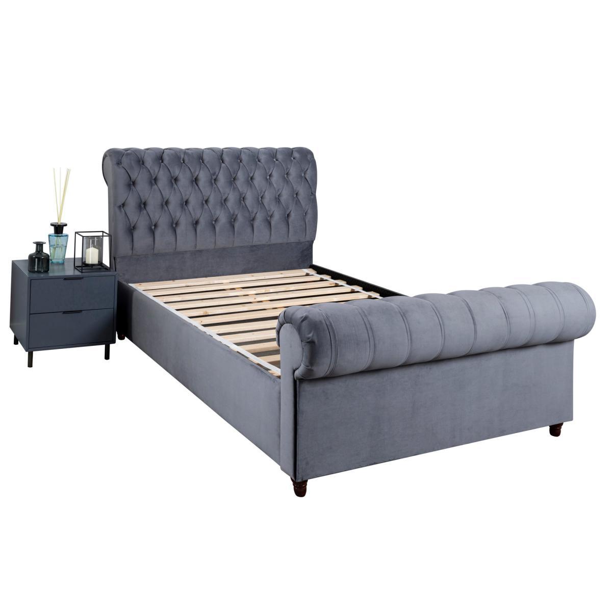Fabio Velvet Charcoal Bed Frame Charcoal – image 3