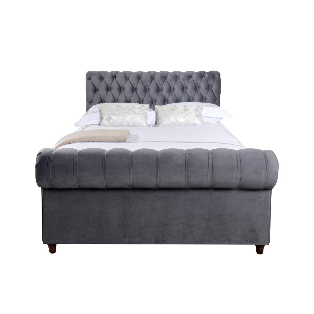 Fabio Velvet Charcoal Bed Frame Charcoal – image 4