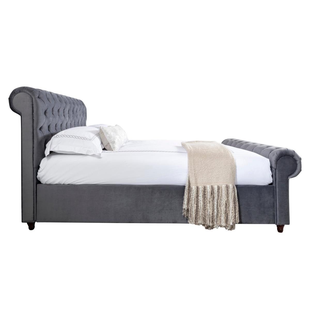 Fabio Velvet Charcoal Bed Frame Charcoal – image 5