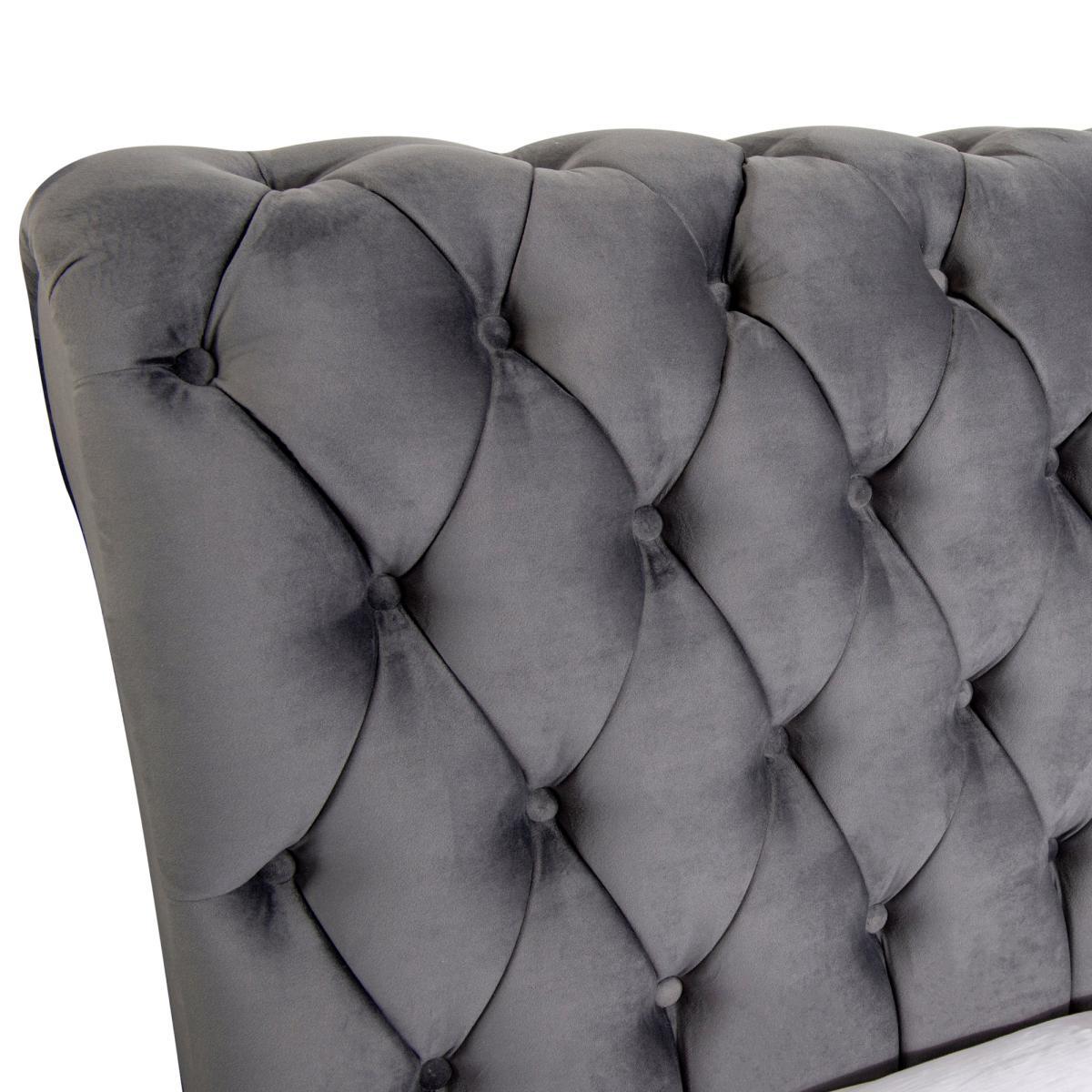 Fabio Velvet Charcoal Bed Frame Charcoal – image 6