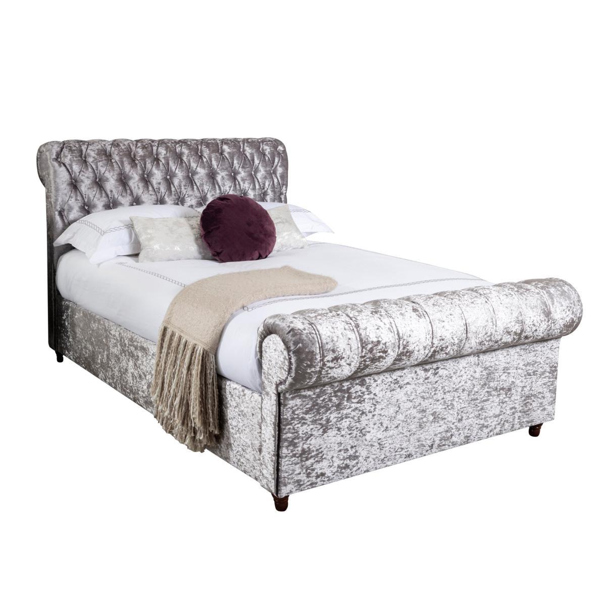 Fabio Crushed Velvet Silver Bed Frame Silver – image 2