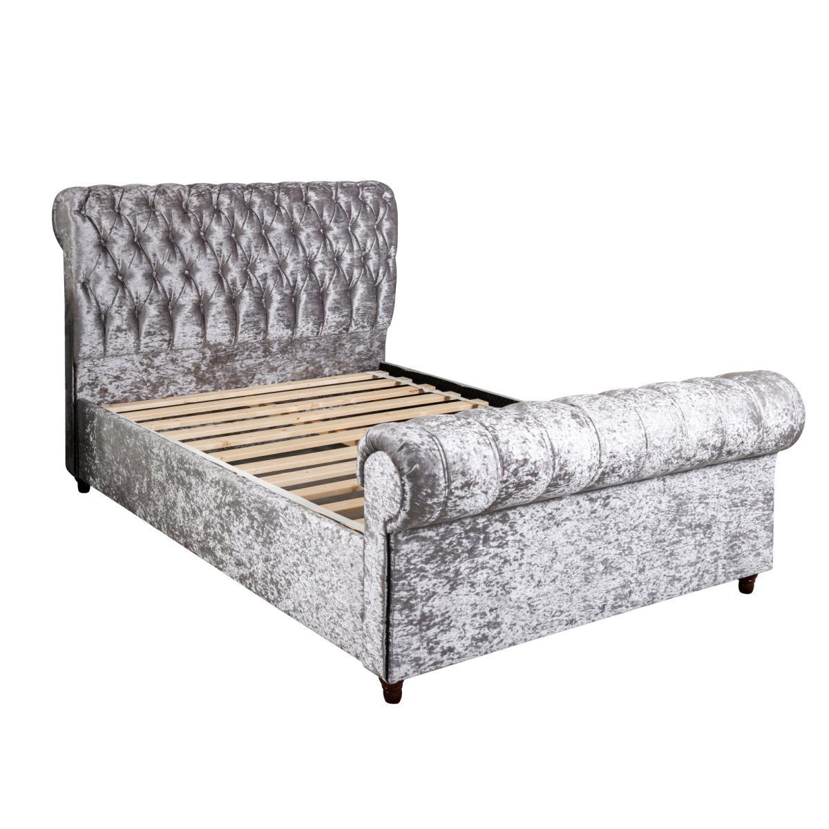 Fabio Crushed Velvet Silver Bed Frame Silver – image 3