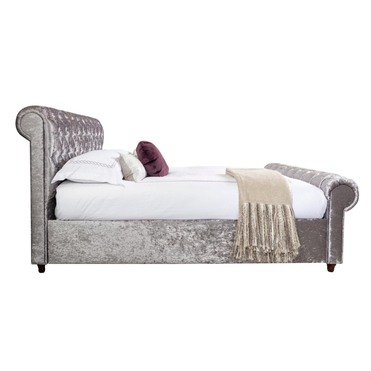 Fabio Crushed Velvet Silver Bed Frame Silver – image 4