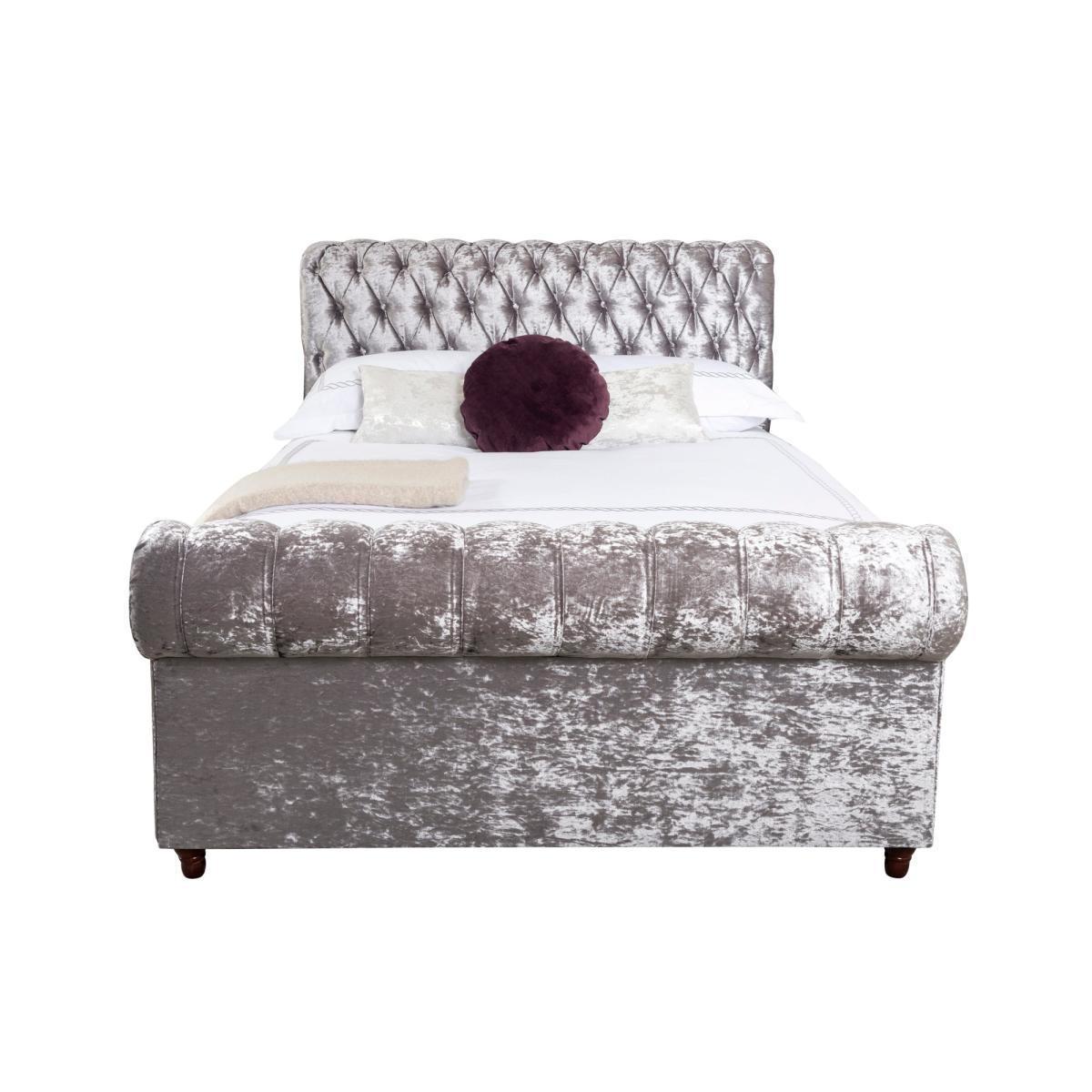 Fabio Crushed Velvet Silver Bed Frame Silver – image 5