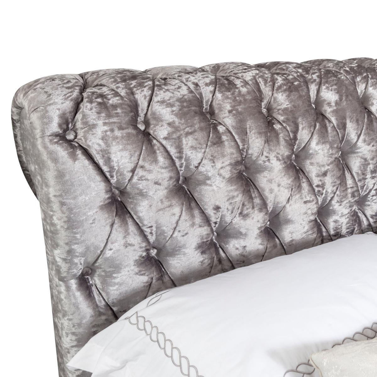 Fabio Crushed Velvet Silver Bed Frame Silver – image 6