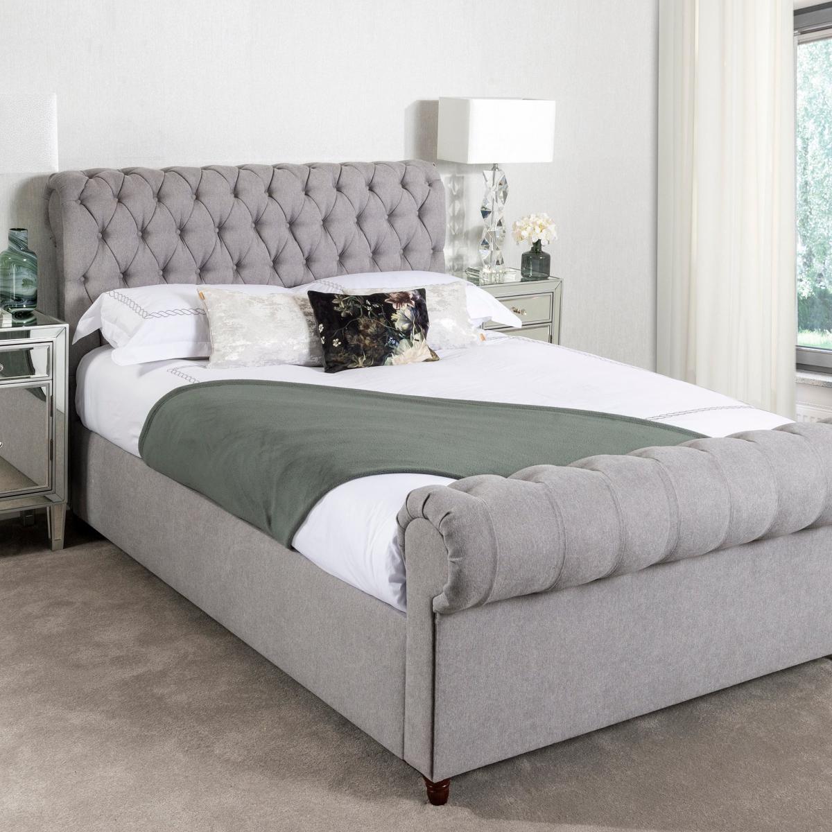 Fabio Woven Grey Bed Frame Grey – image 1