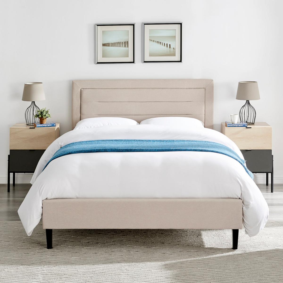 Picasso Biscuit Fabric Bed Frame Brown – image 2