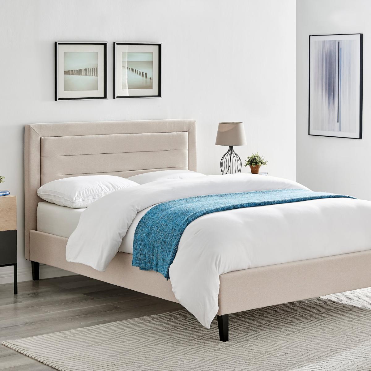 Picasso Biscuit Fabric Bed Frame Brown – image 1