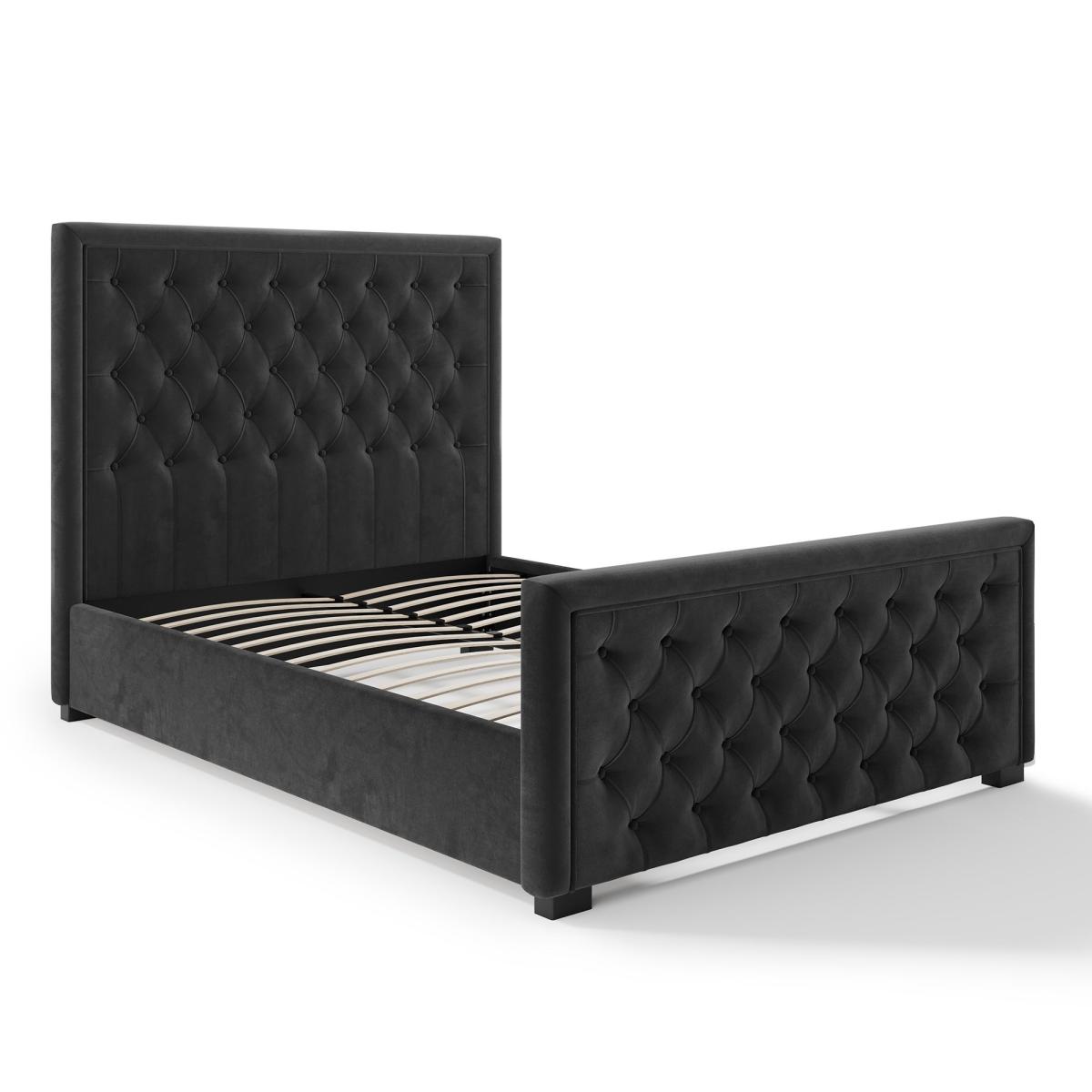 Elodie Buttoned Velvet Bed Charcoal – image 2