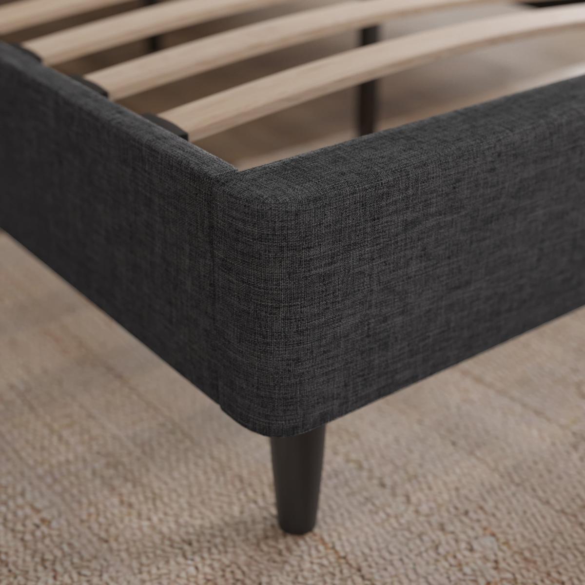 Mason Buttoned Woven Fabric Bed Grey – image 3