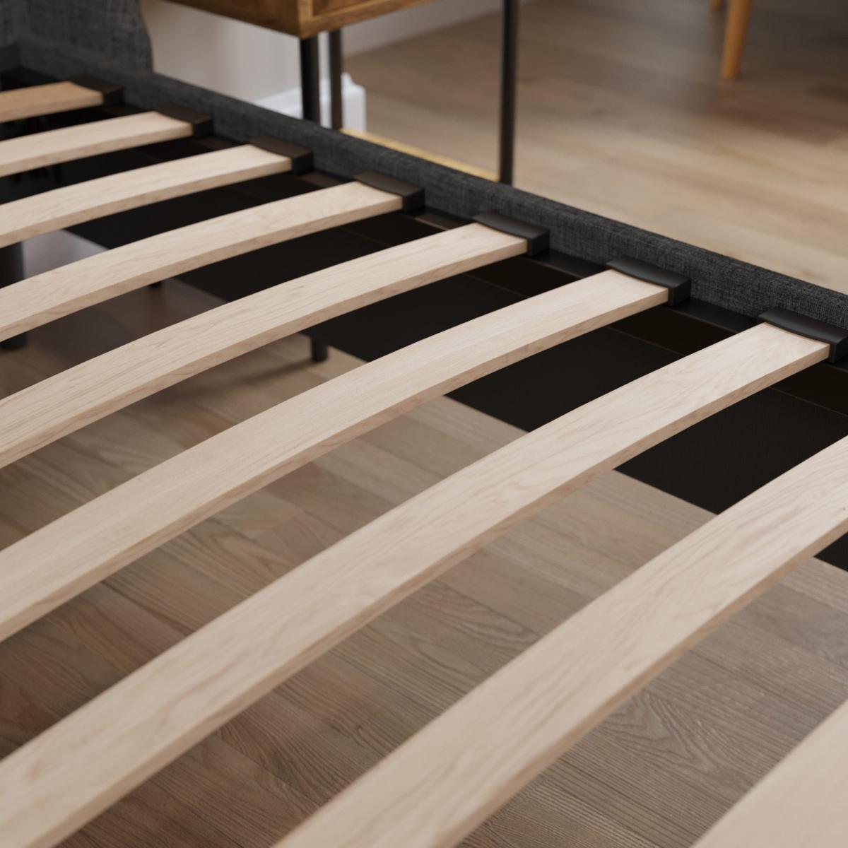 Mason Buttoned Woven Fabric Bed Grey – image 4
