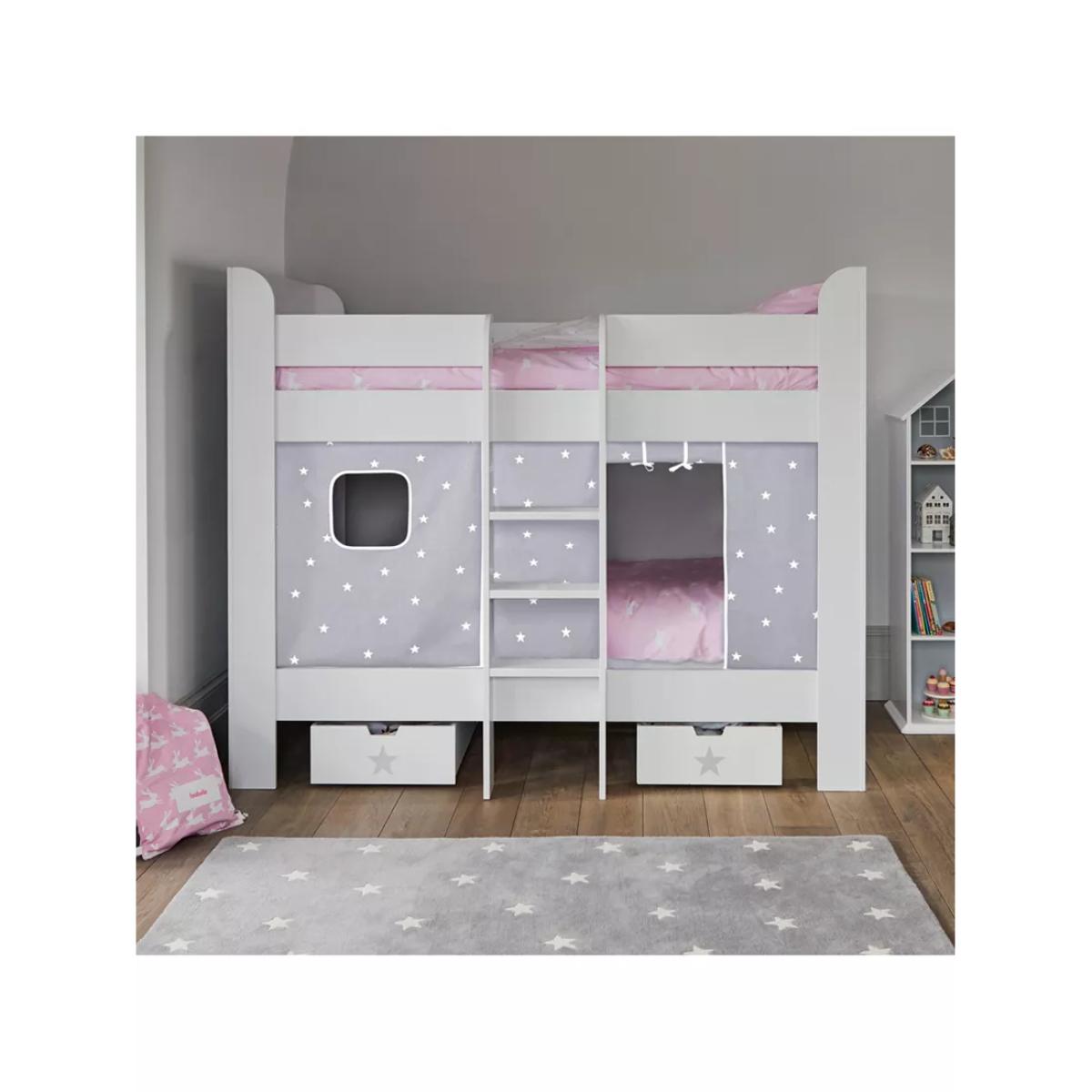 Great Little Trading Co Paddington Bunk Bed & Star Curtains, Single, Grey – image 2