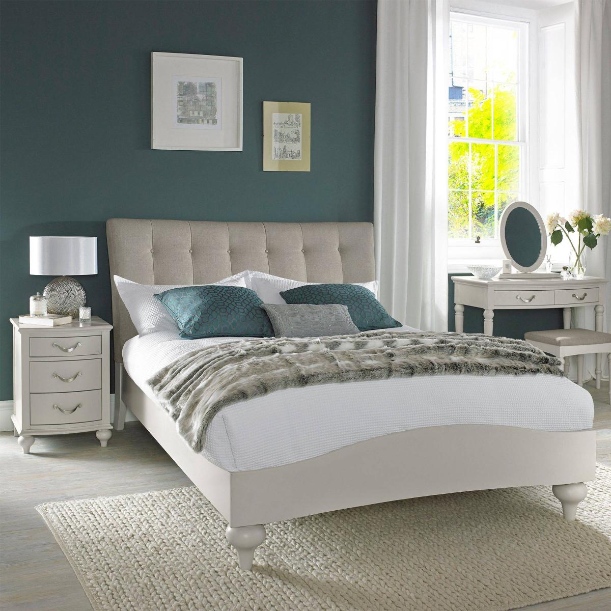 Montreal Soft Grey Bed Frame Pebble Grey Upholstered – image 4