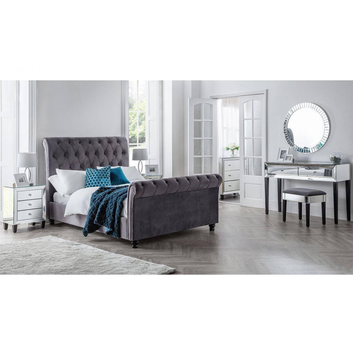 Julian Bowen Valentino Velvet Sleigh Bed - Grey – image 2