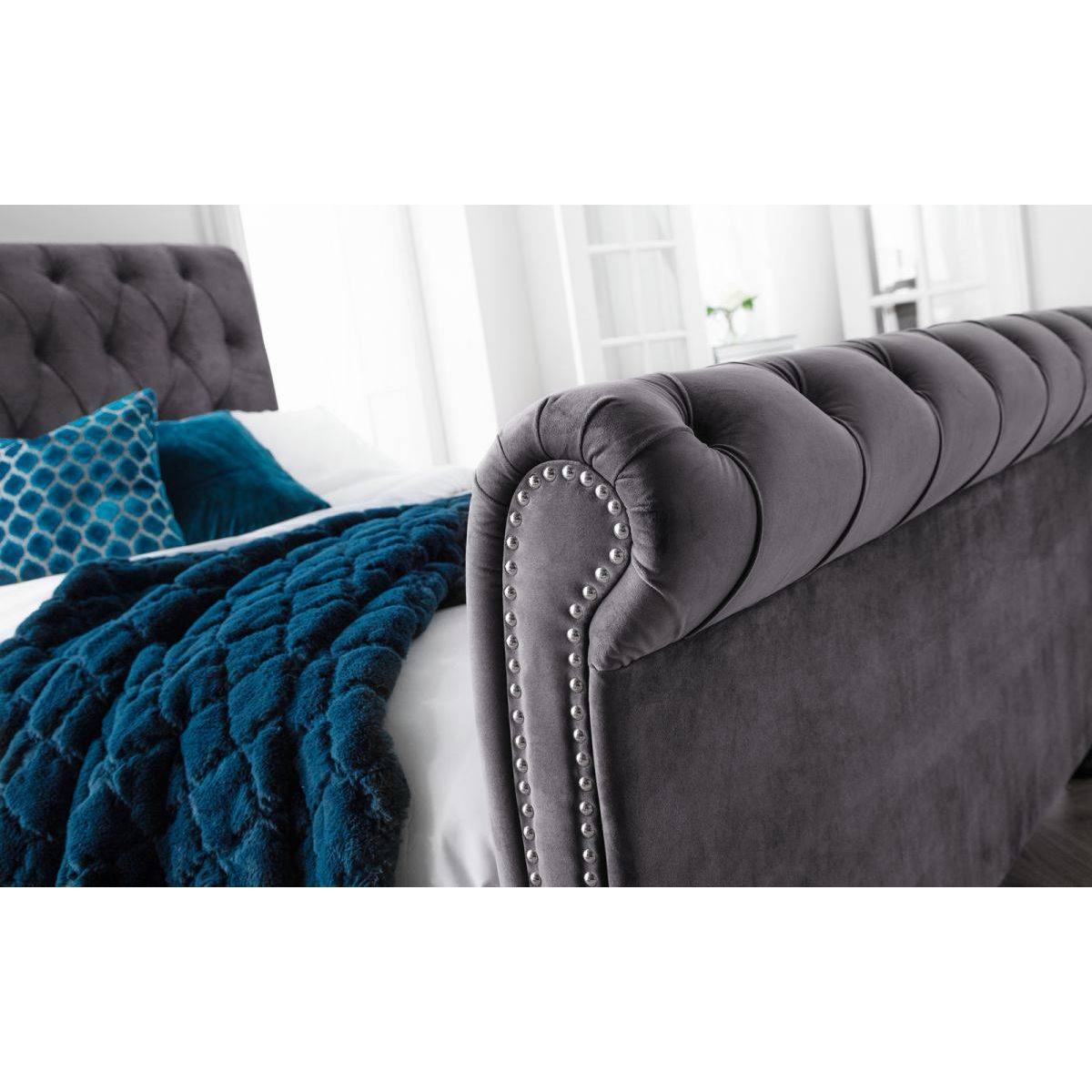 Julian Bowen Valentino Velvet Sleigh Bed - Grey – image 8