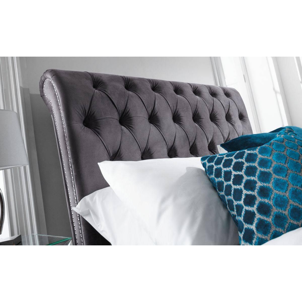 Julian Bowen Valentino Velvet Sleigh Bed - Grey – image 10