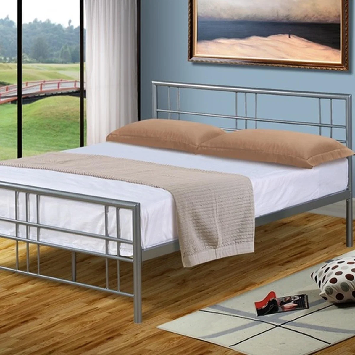 Metal Bed Frame in Silver - Single – image 1