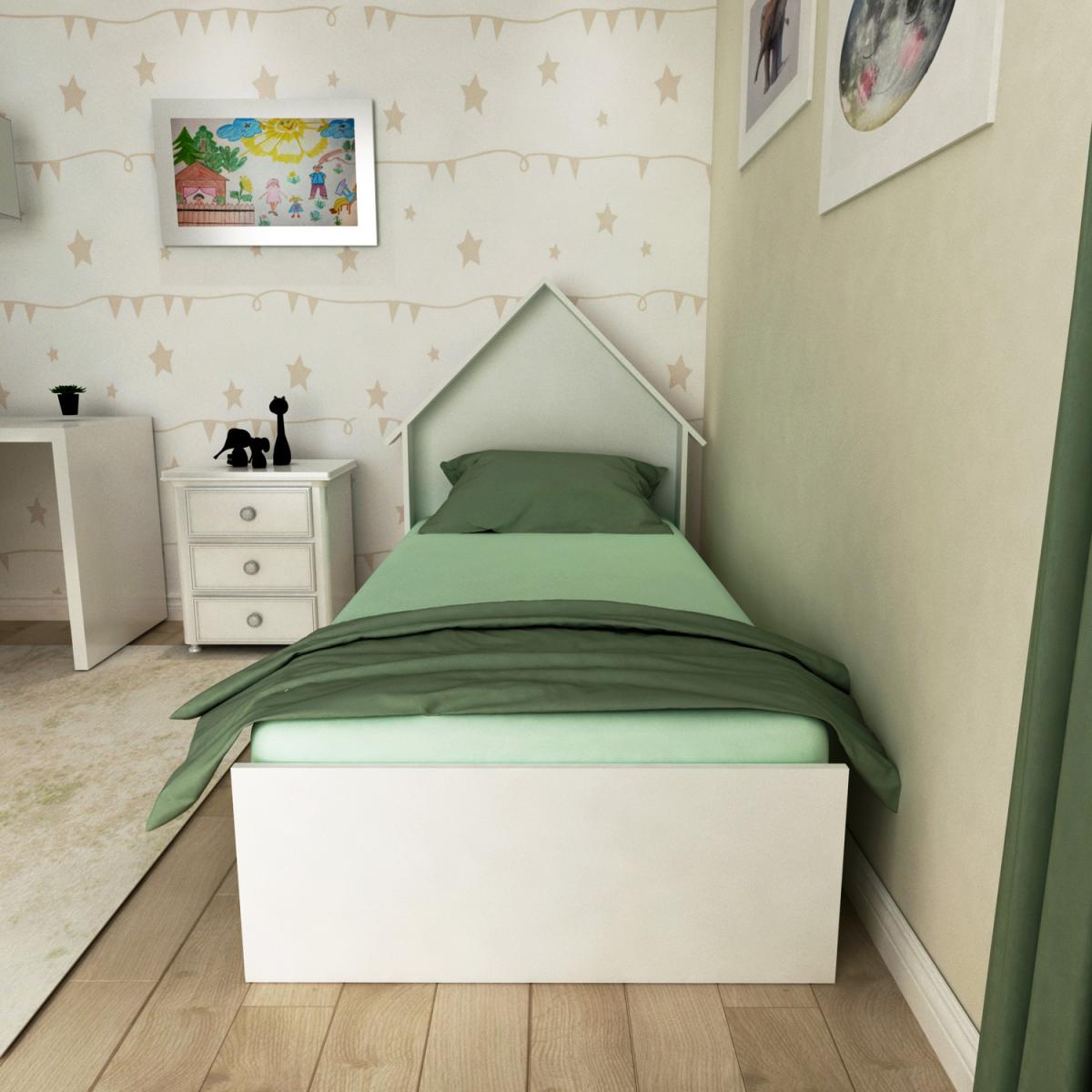 Ayden Bedstead Bed Frame with Headboard - White – image 2