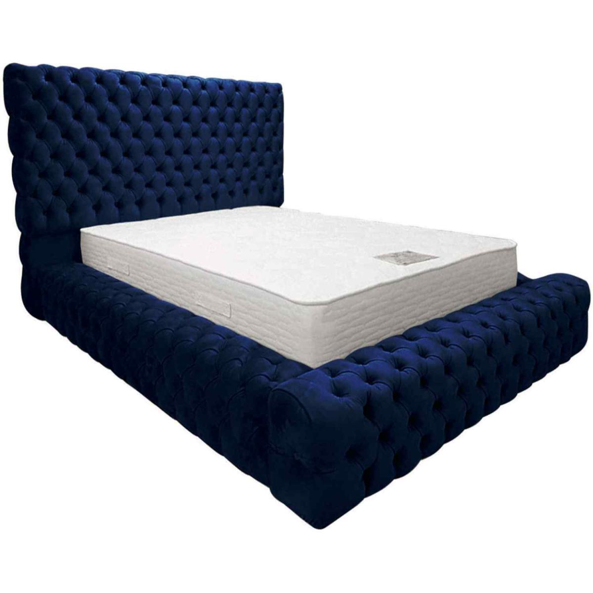Sophia Upholstered Plush Velvet Bed Frame - Blue / King – image 2