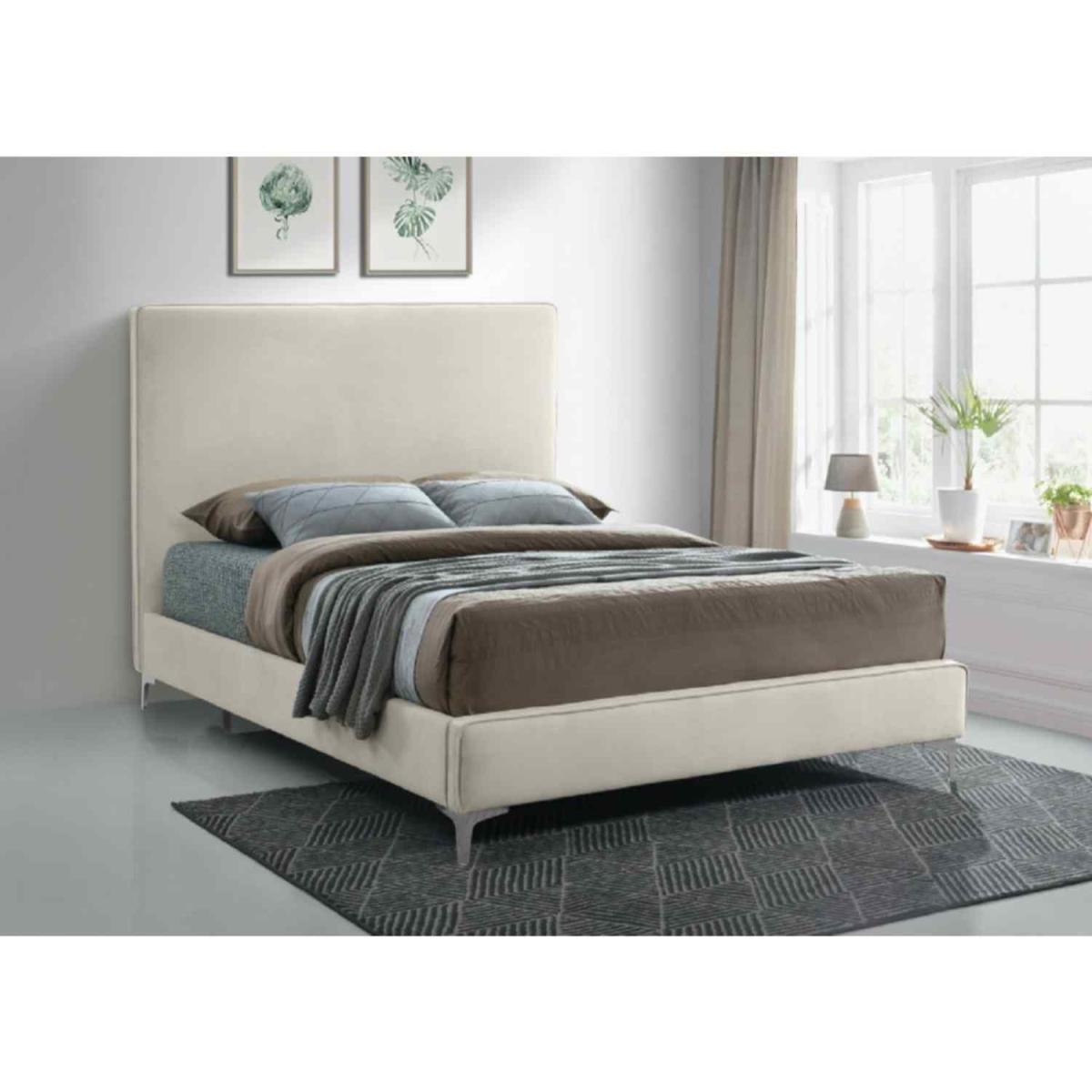 Haizea Upholstered Plush Velvet Bed Frame - Yellow / Small Double – image 2