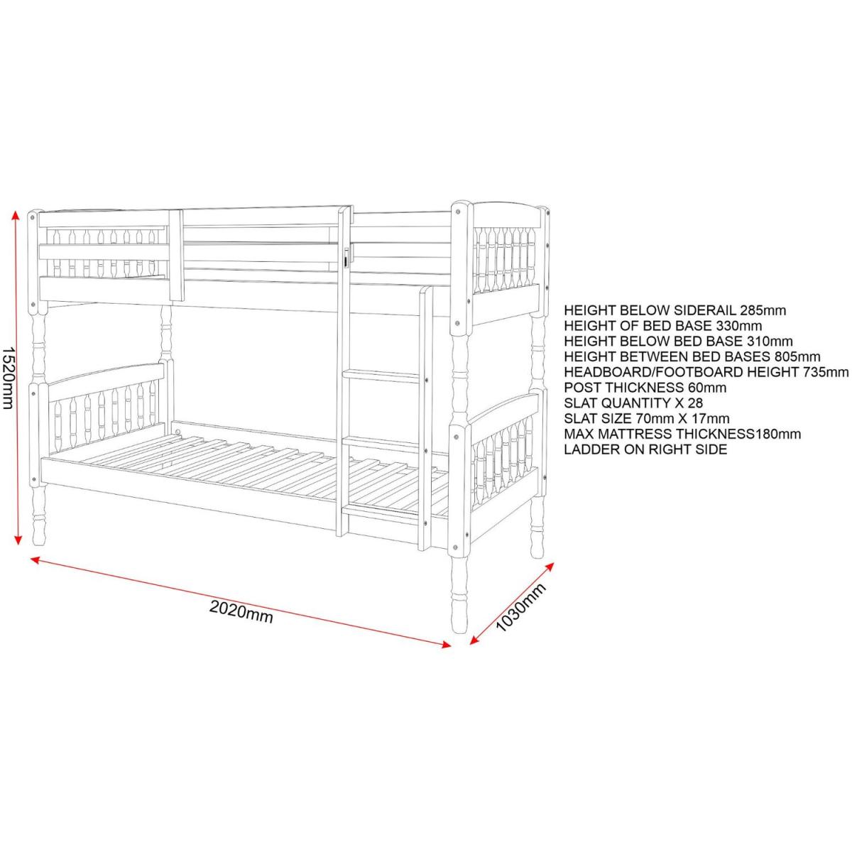 Albany 3' Bunk Bed - Antique Pine – image 4