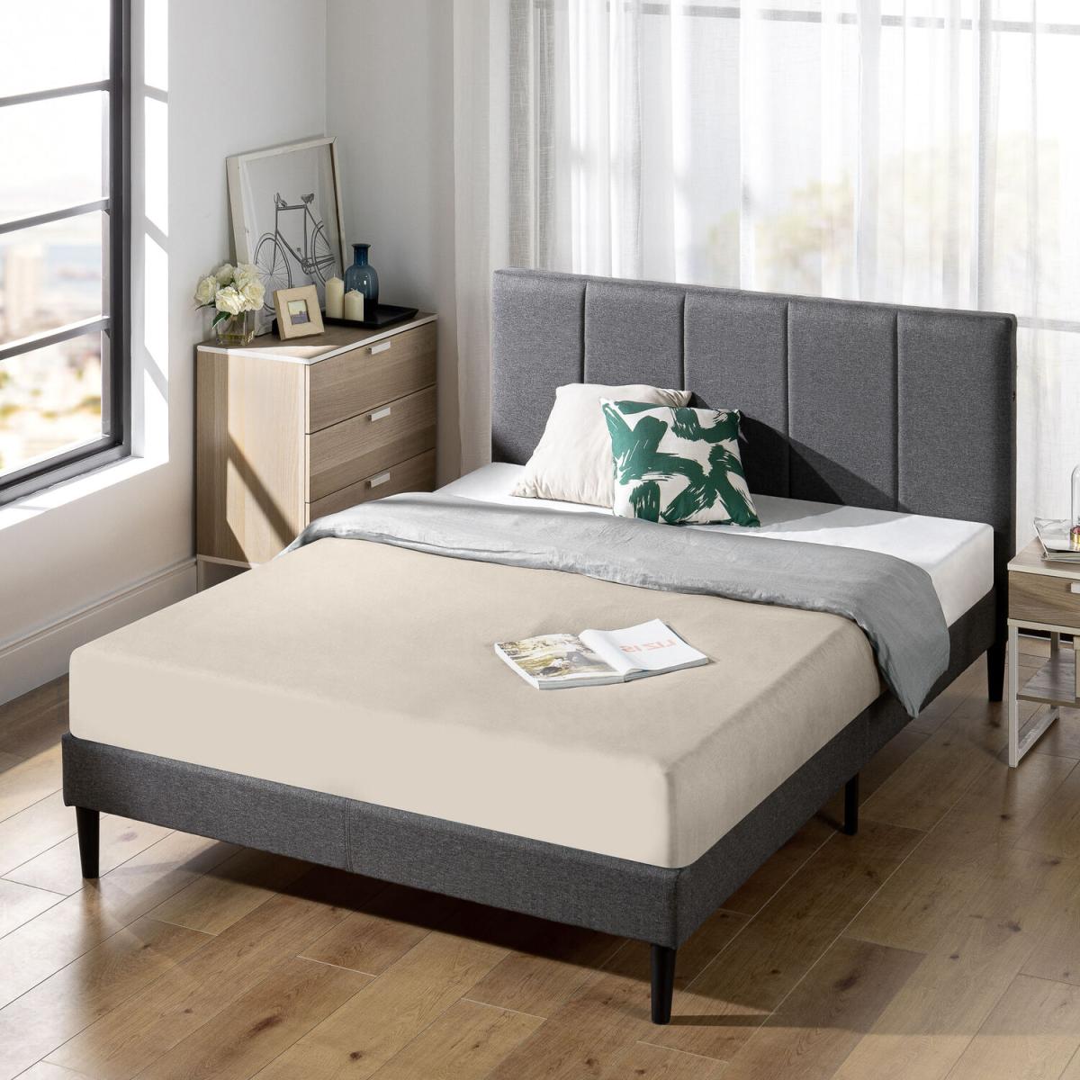 Eddy Grey Upholstered Bed Frame with USB Ports - Grey / King – image 2