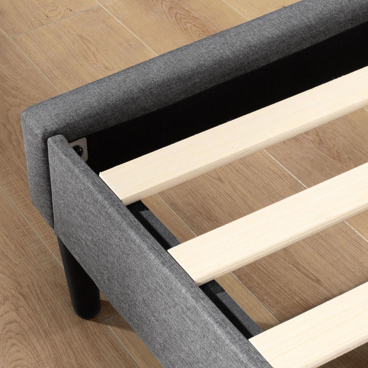 Eddy Grey Upholstered Bed Frame with USB Ports - Grey / King – image 6