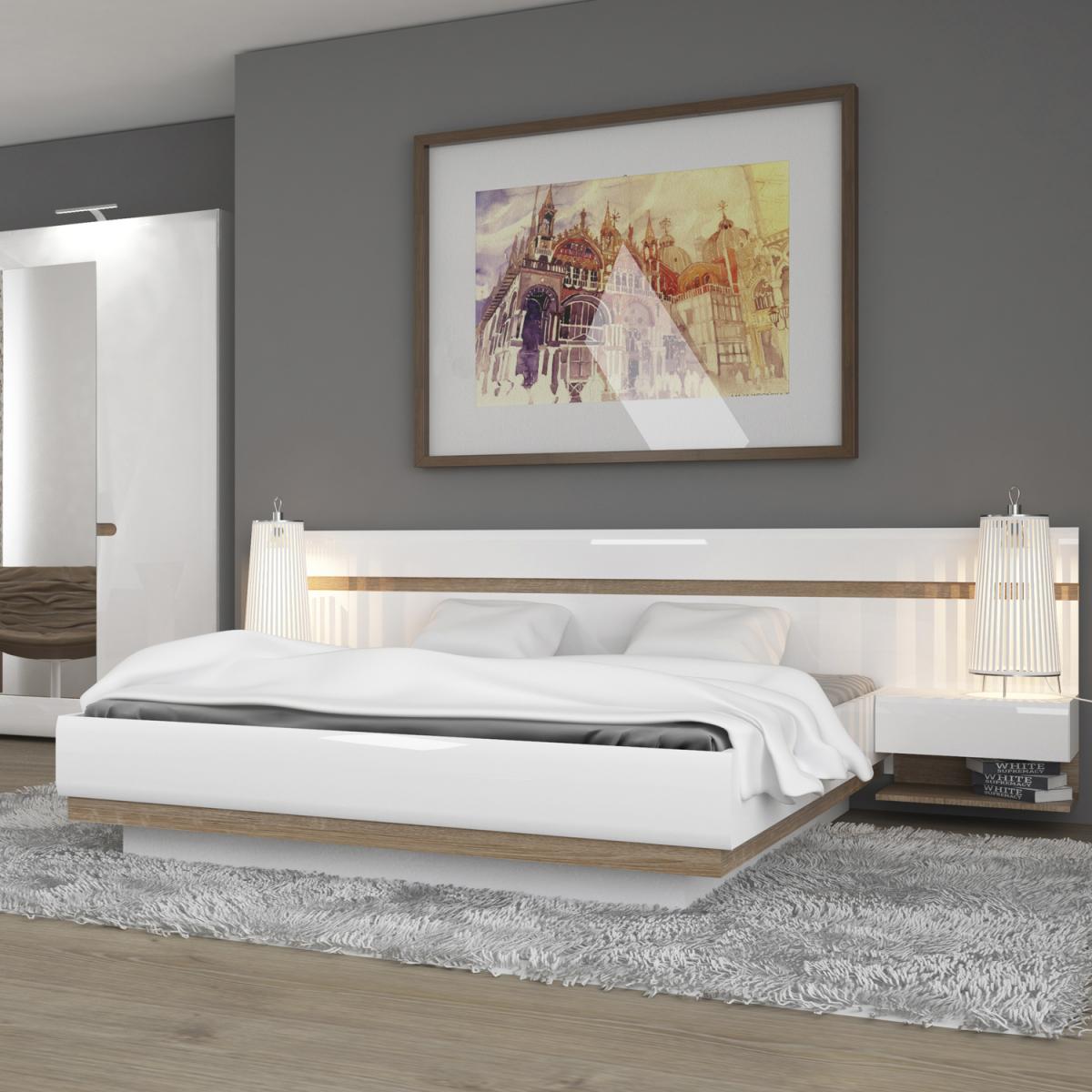 Jonas & James Leece Bed with Lift Up Function - White with oak trim – image 3