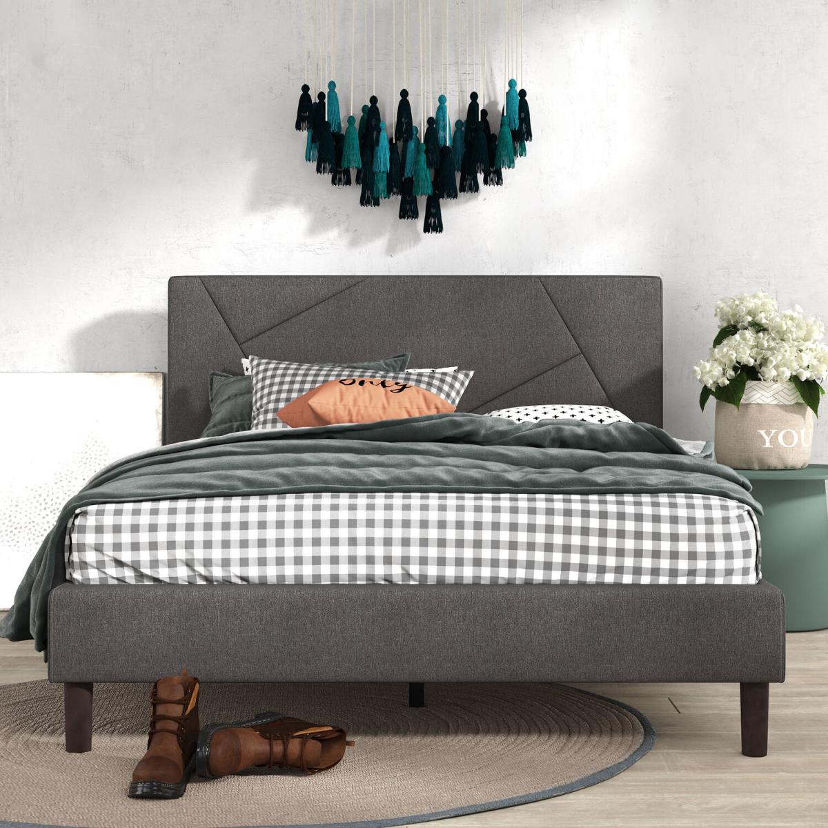 Linus Dark Grey Upholstered Bed Frame - Dark Grey / King – image 2