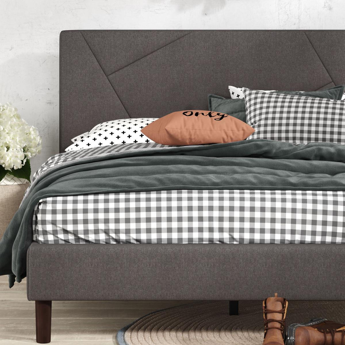 Linus Dark Grey Upholstered Bed Frame - Dark Grey / King – image 3