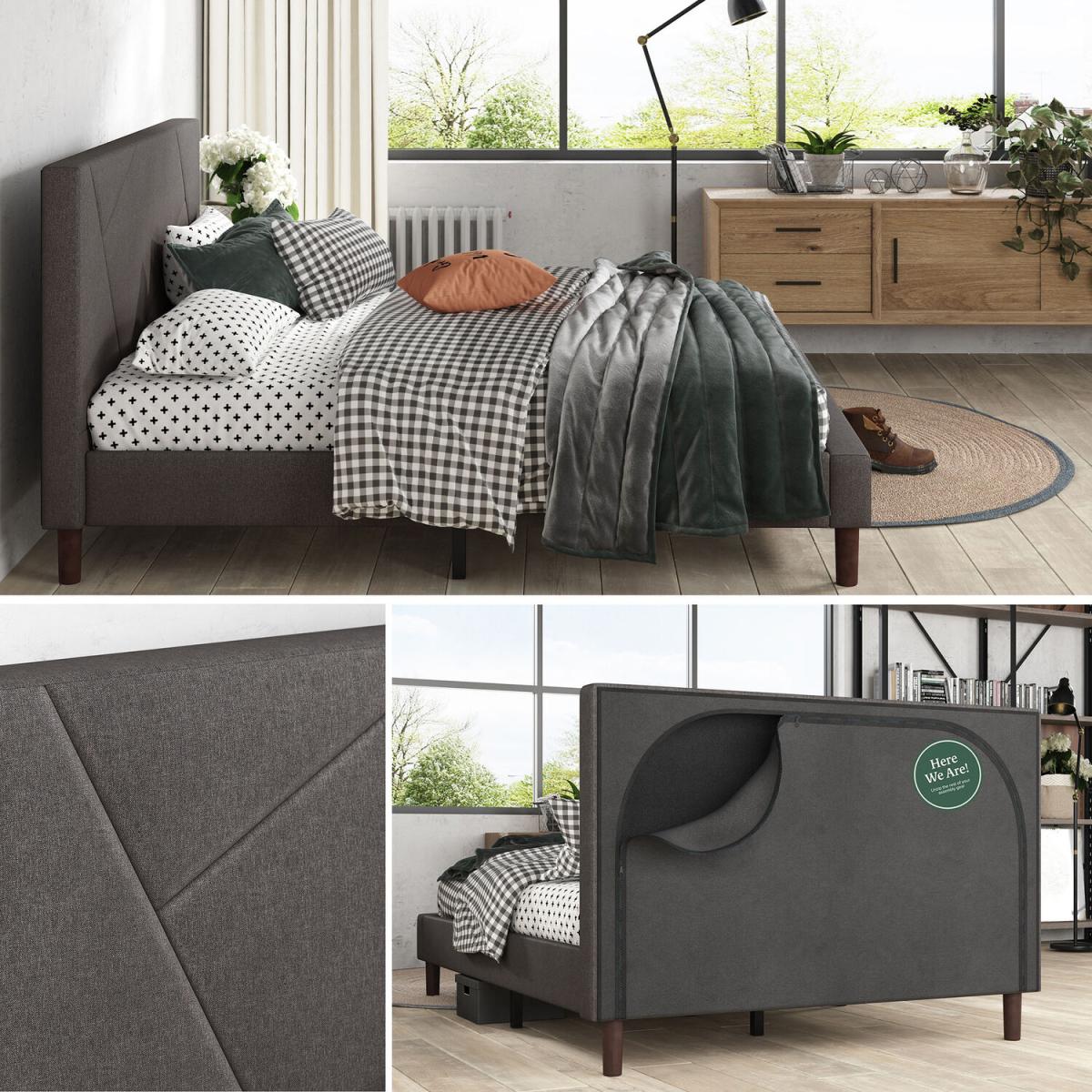 Linus Dark Grey Upholstered Bed Frame - Dark Grey / King – image 7