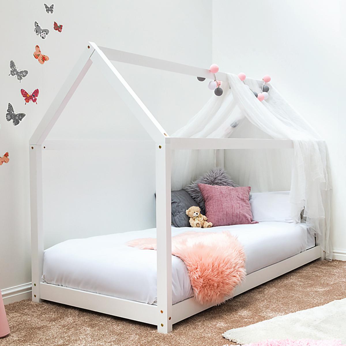 Treehouse House Style White Wooden Kids Bed Frame - White – image 3