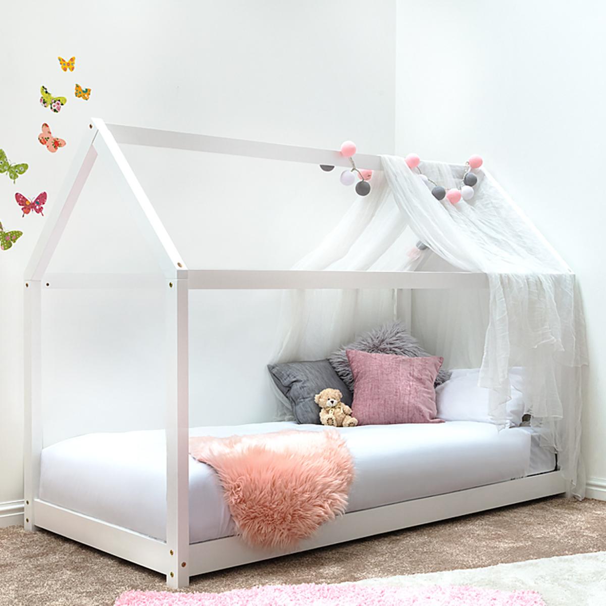 Treehouse House Style White Wooden Kids Bed Frame - White – image 4