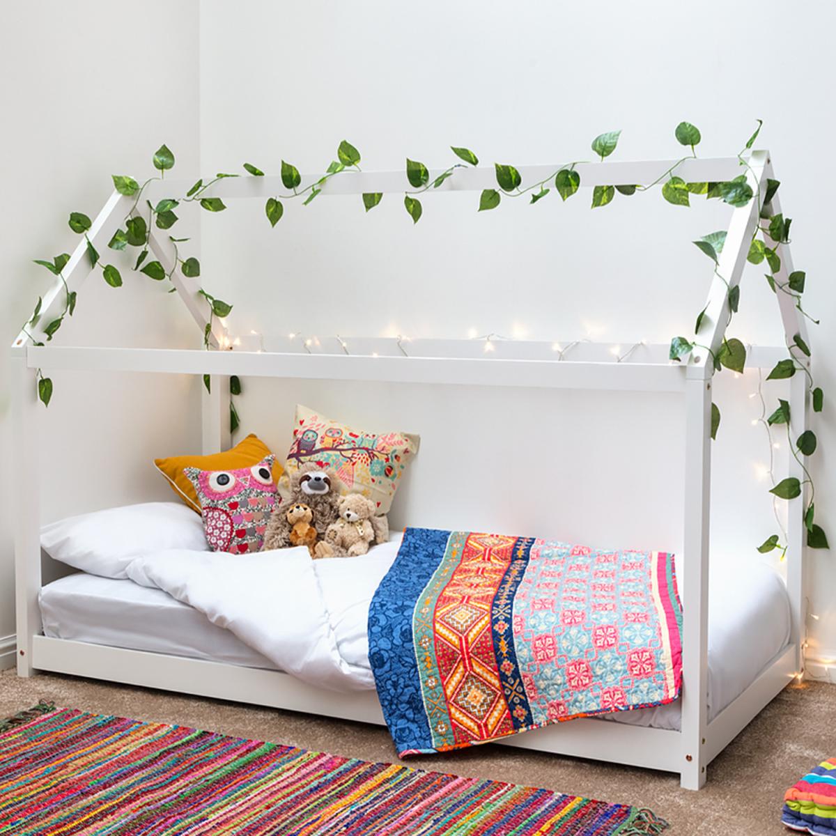 Treehouse House Style White Wooden Kids Bed Frame - White – image 1