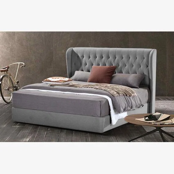 Marie Upholstered Plush Velvet Bed Frame - Grey / Super King – image 1