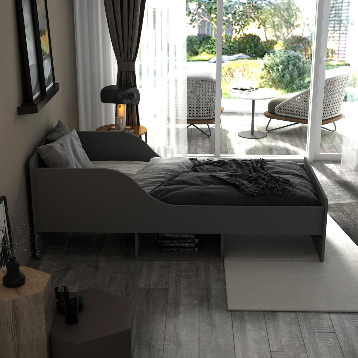 Julie Bedstead Bed Frame Bedstead with Headboard and Storage Shelf - Anthracite – image 3
