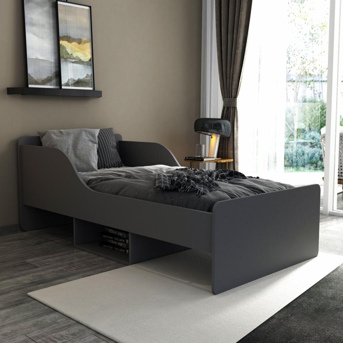 Julie Bedstead Bed Frame Bedstead with Headboard and Storage Shelf - Anthracite – image 4