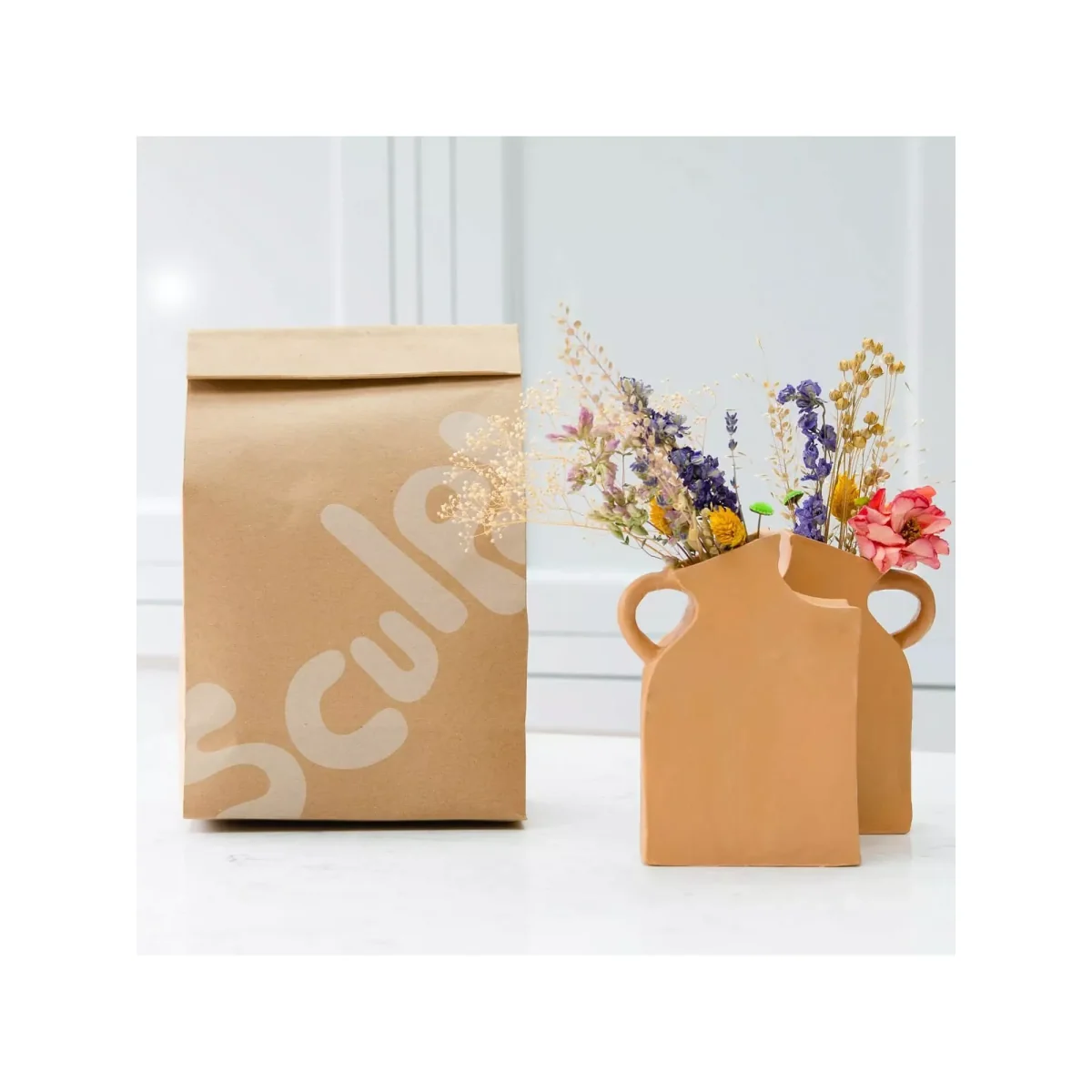 Sculpd Pottery Bookend Vases Set – image 3