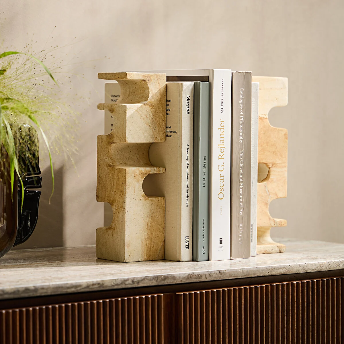 Set of 2 Dhania Travertine Bookends – image 2