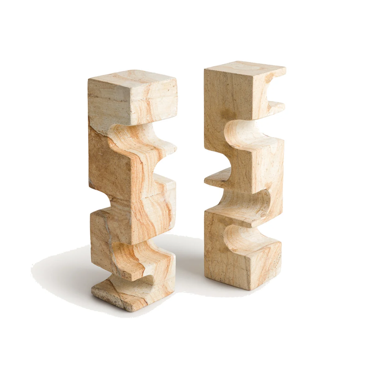 Set of 2 Dhania Travertine Bookends – image 1