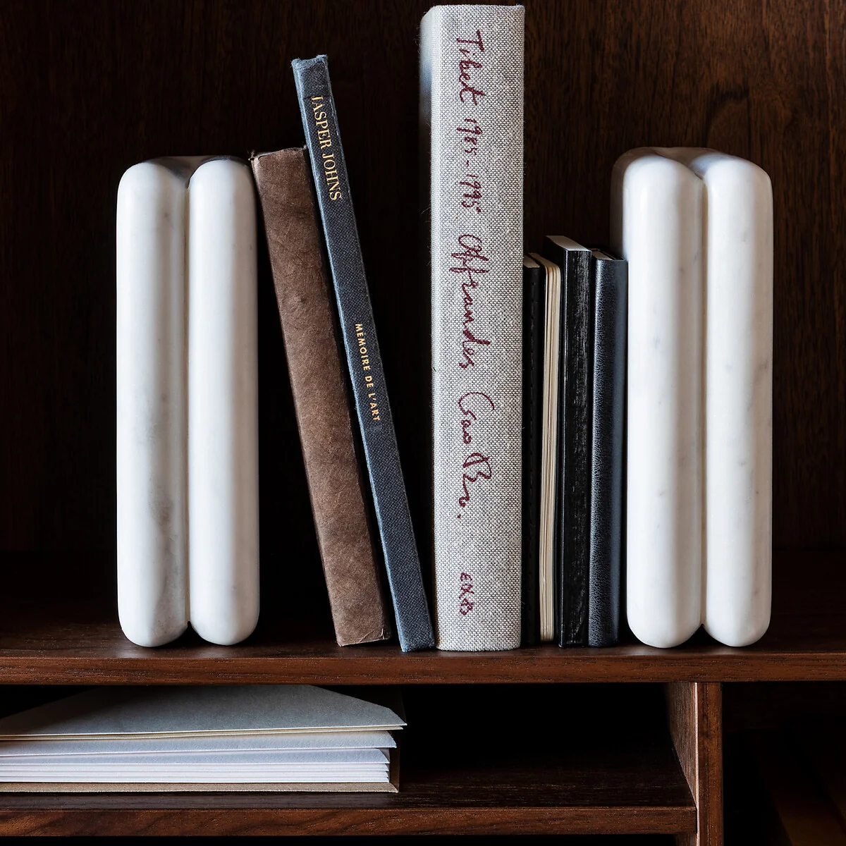 Set of 2 Scafi White Marble Bookends – image 2