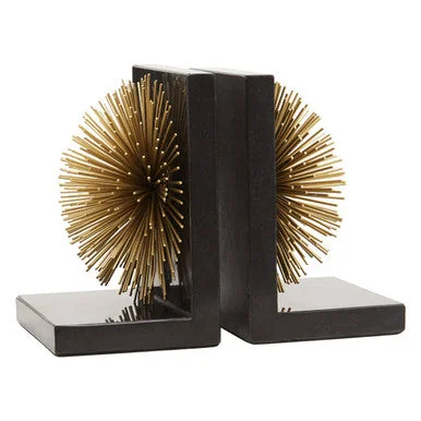 Set of Two Gold Finish Starburst Bookends – image 2