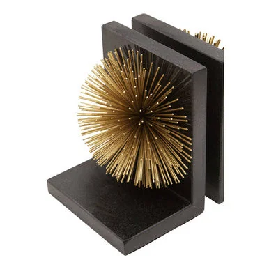 Set of Two Gold Finish Starburst Bookends – image 3