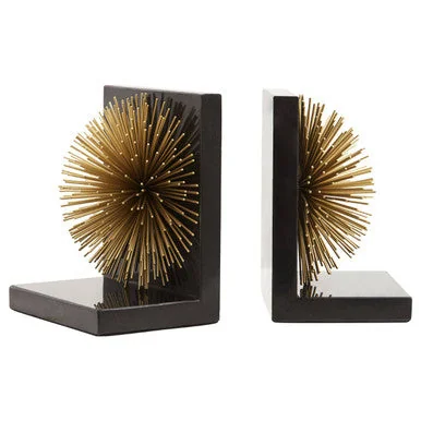 Set of Two Gold Finish Starburst Bookends – image 5