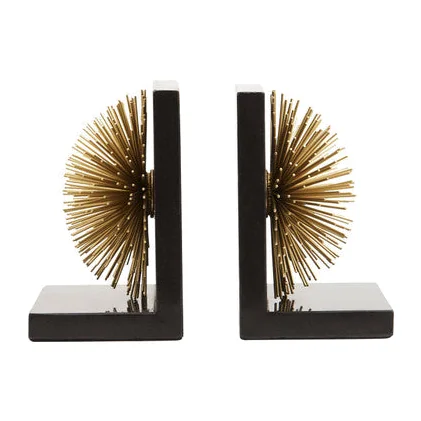 Set of Two Gold Finish Starburst Bookends – image 1