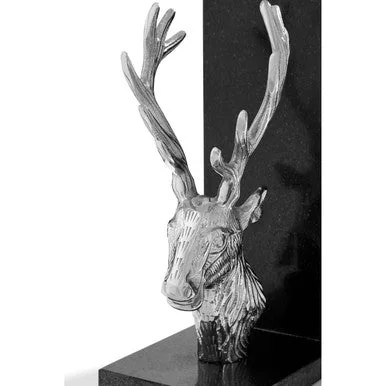 Set of 2 Stag Bookends with Marble Base – image 2