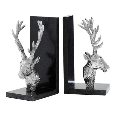 Set of 2 Stag Bookends with Marble Base – image 3