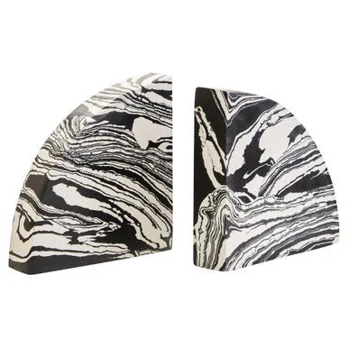 Black and White Marble Set of Two Bookends – image 2