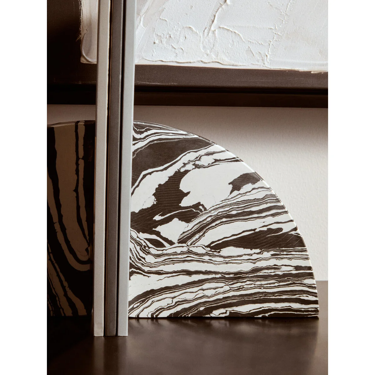 Black and White Marble Set of Two Bookends – image 5