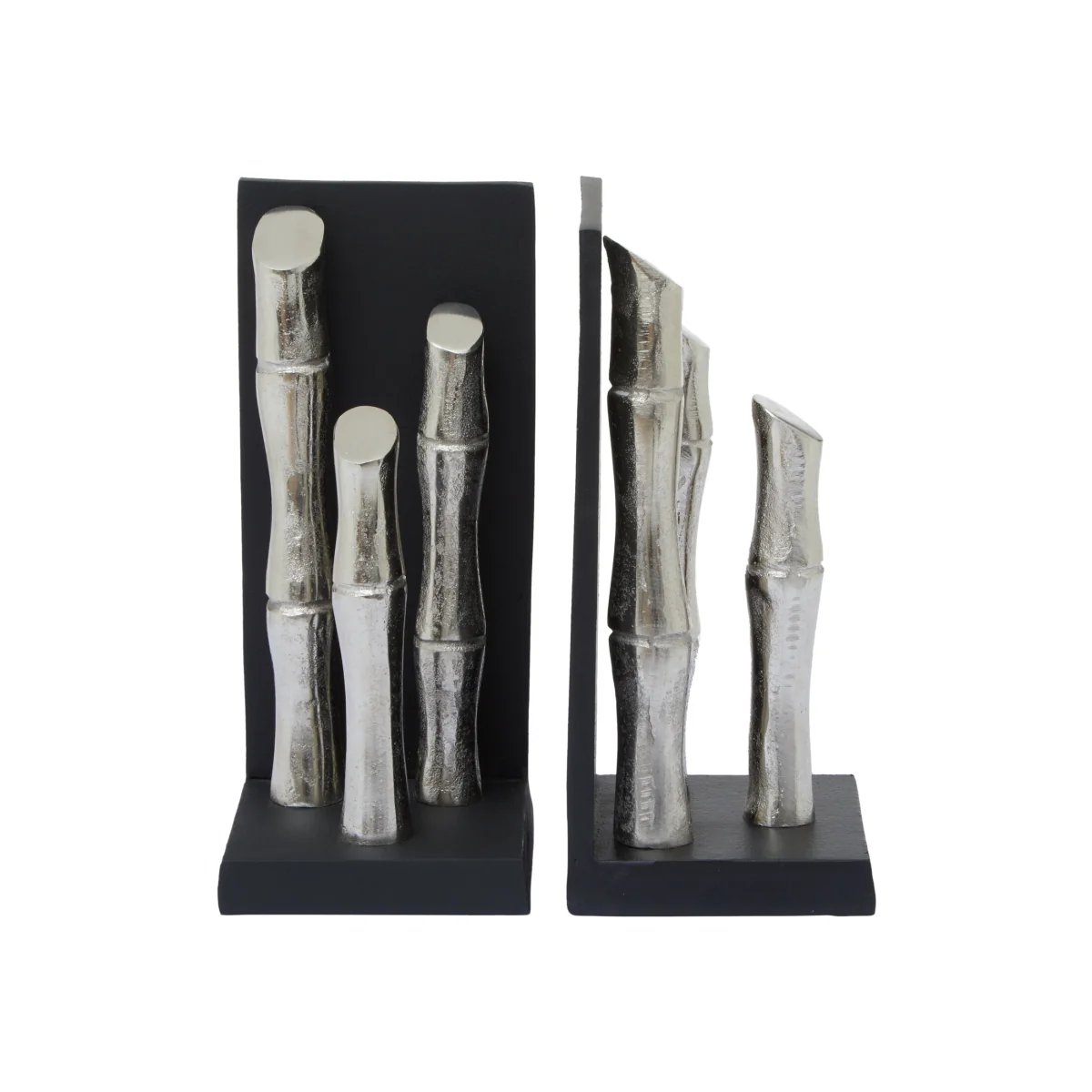 Hiba Set Of Two Silver Finish Bamboo Effect Bookends – image 1